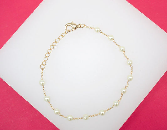 18K Gold Filled Synthetic Pearl Bracelet