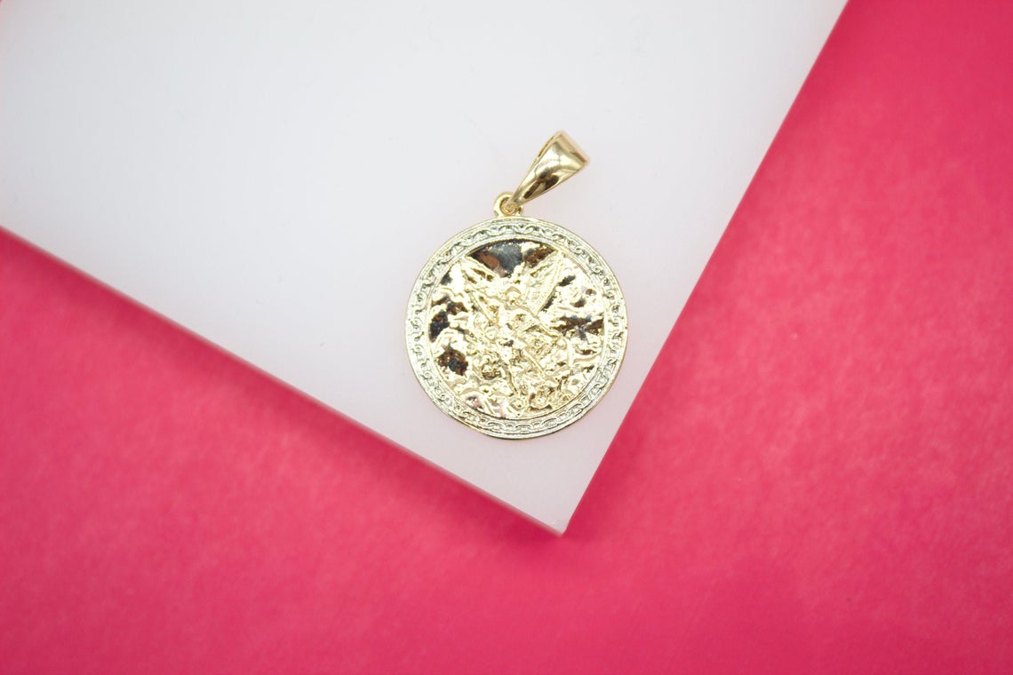 Gold Filled Saint Michael Archangel Guardian Angel Pendant