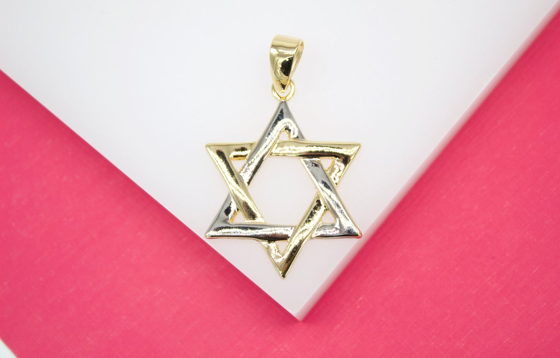 18K Gold Filled Two Toned Star of David Pendant