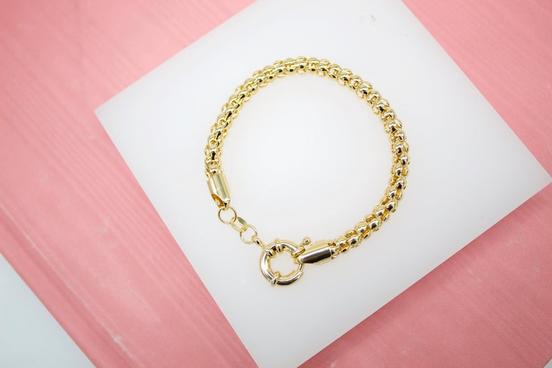 18K Gold Filled 5mm Popcorn Chain Bracelet