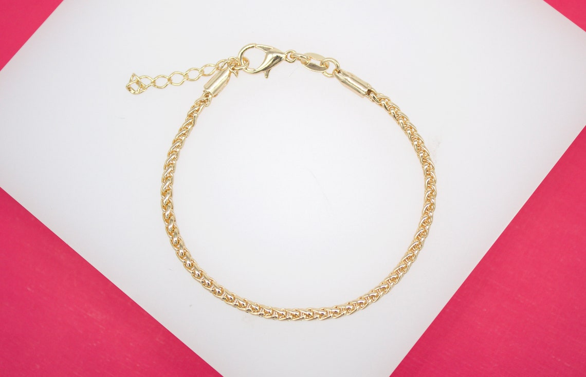 18K Gold Filled 2mm Wheat Bracelet