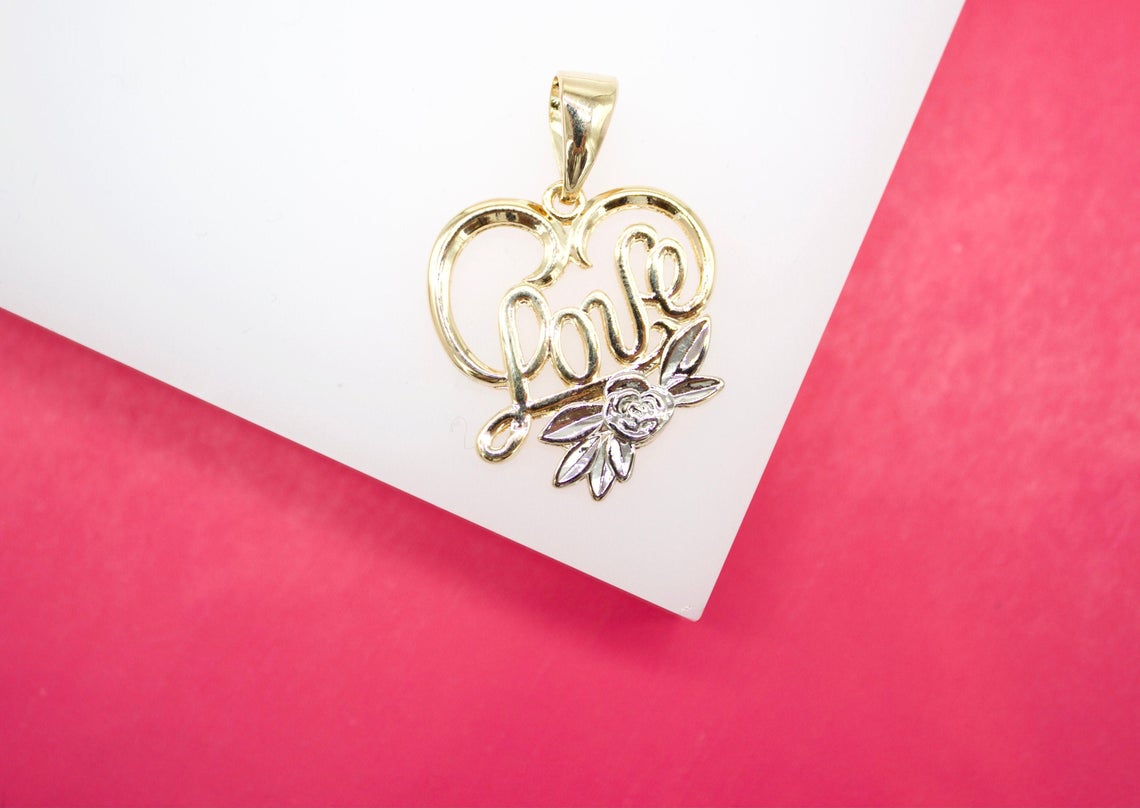 18K Gold Filled Love Flower Pendant