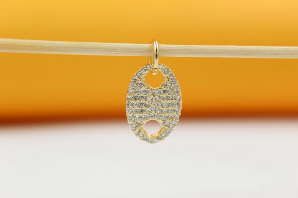 18K Gold Filled Oval Mariner Link Pendant Charm