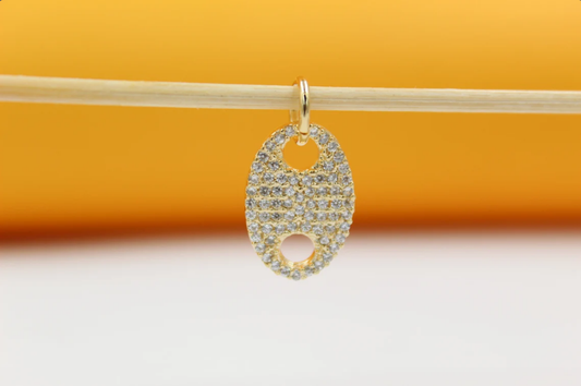18K Gold Filled Oval Mariner Link Pendant Charm