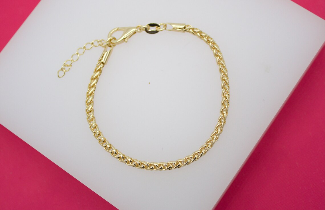 18K Gold Filled 3mm Wheat Bracelet