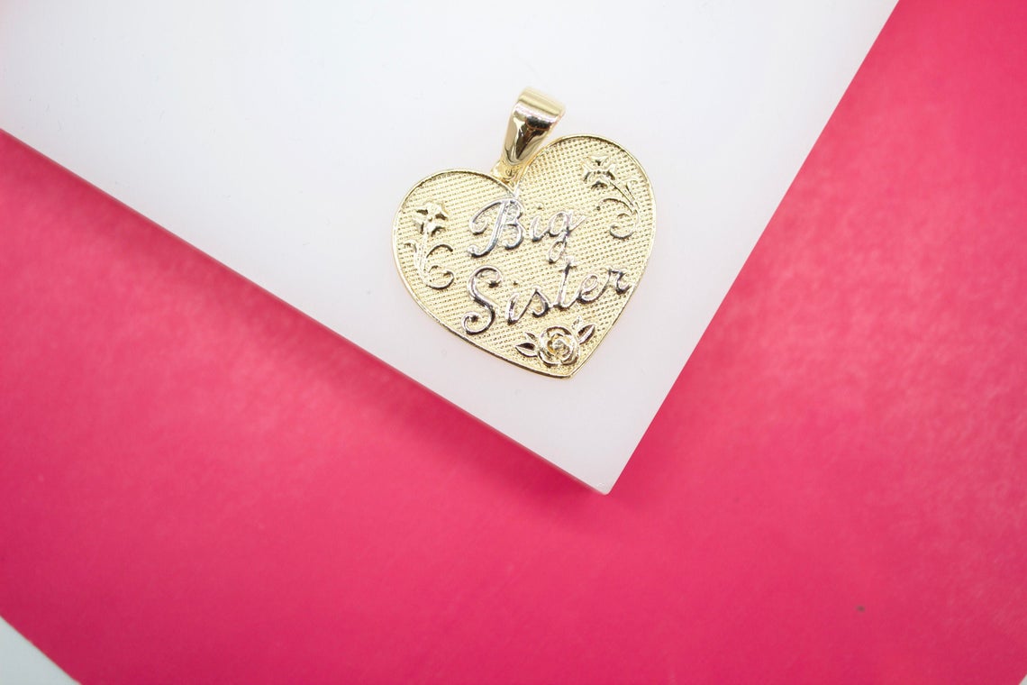 18k Gold Filled Big Sister Heart Pendant