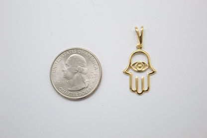 18K Gold Filled Hamsa Hand Evil Eye Lucky Good Luck Health Wealth Wish Necklace Charm Findings