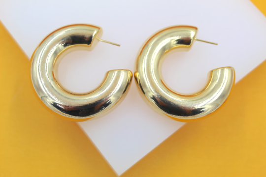 18K Gold Filled Thick Chunky Hoops