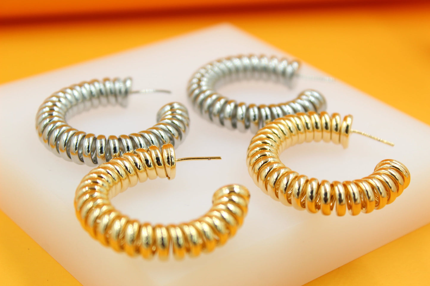 18K Gold Filled Spring Tied Hoops (J221)