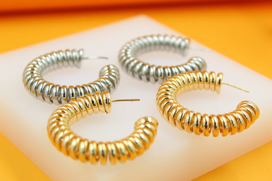 18K Gold Filled Spring Tied Hoops (J221)