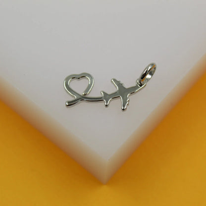 18K Gold Filled Airplane heart Pendant