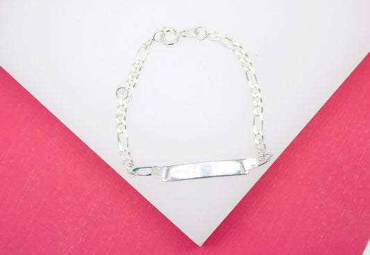 Rhodium Filled Dainty Plate Kid Bracelet