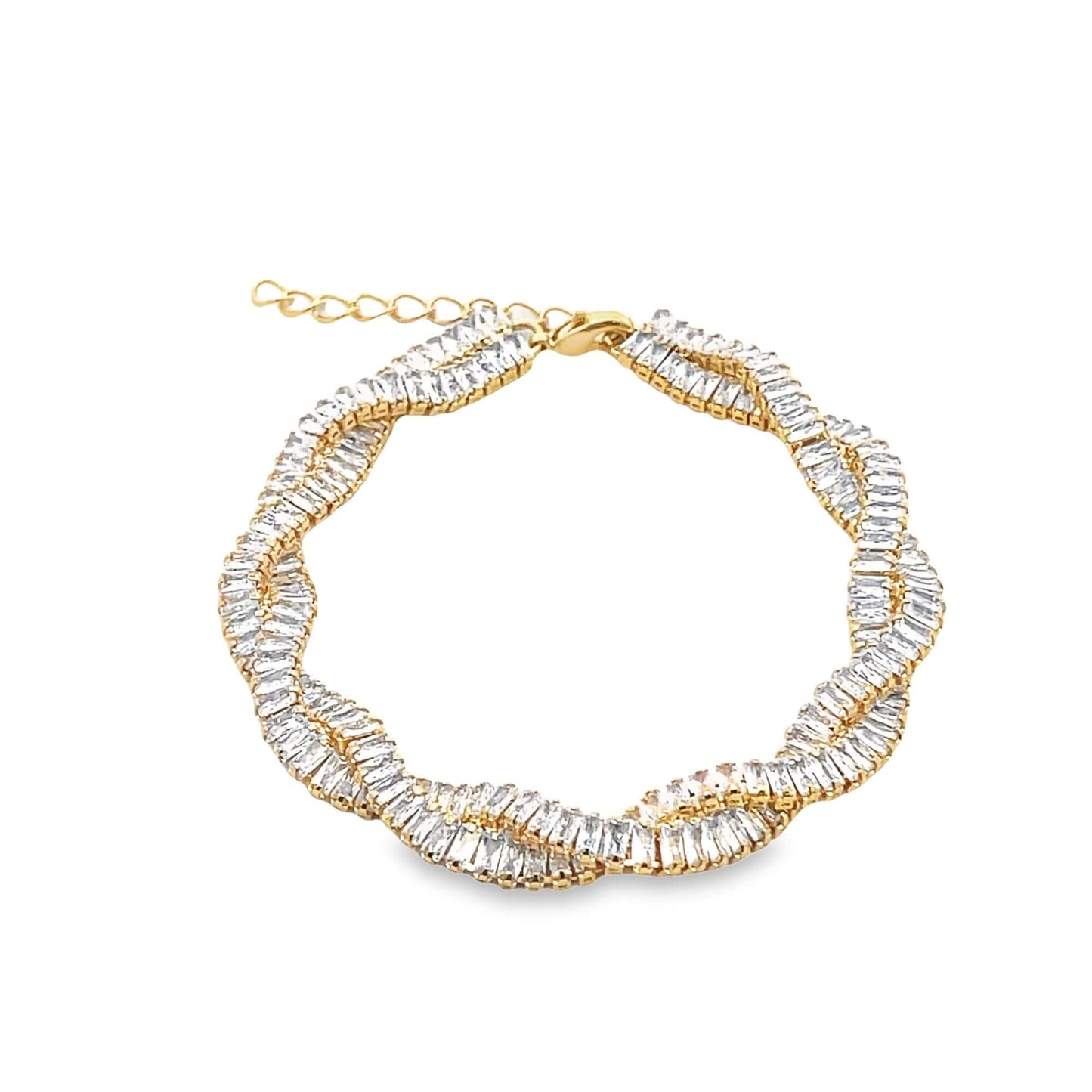 Twisted CZ Baguette Bracelet (I599)