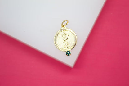 18K Gold Filled Medicine, Justice, Nurse, Engineering Pendant Charms With CZ Stone