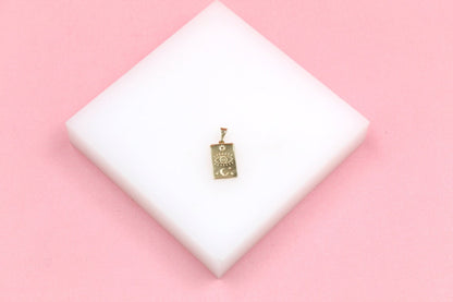 18K Gold Filled Evil Eye Sun Moon Tag Pendant