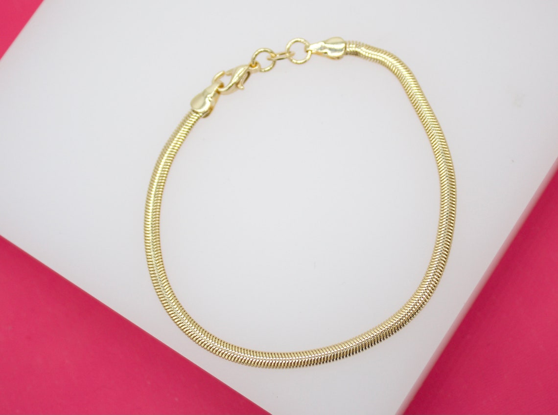 18K Gold Filled 3mm Slinky Snake Chain Bracelet