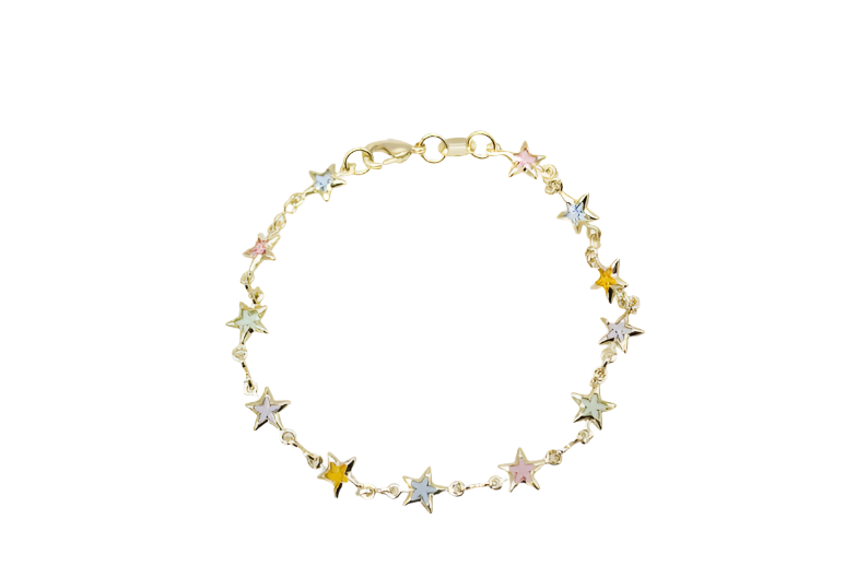 Multicolor Star CZ Stone Charm Bracelet