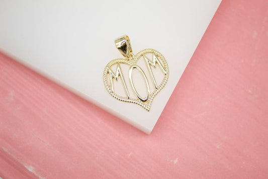 18K Gold Filled Mom Pendant Charm