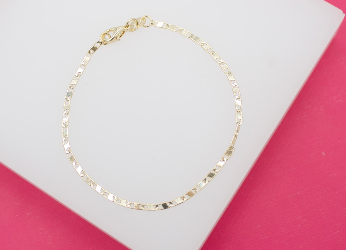 18K Gold Filled 2mm Flat Mariner Bracelet