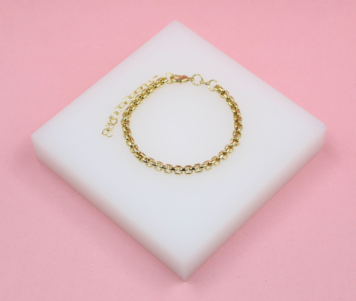 18K Gold Filled Rounded 4mm Box Bracelet