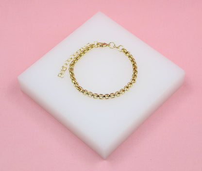 18K Gold Filled Rounded 4mm Box Bracelet