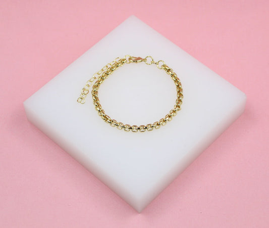 18K Gold Filled Rounded 4mm Box Bracelet