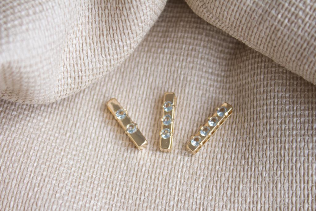 Light blue CZ Hollow Block Pendant Charm