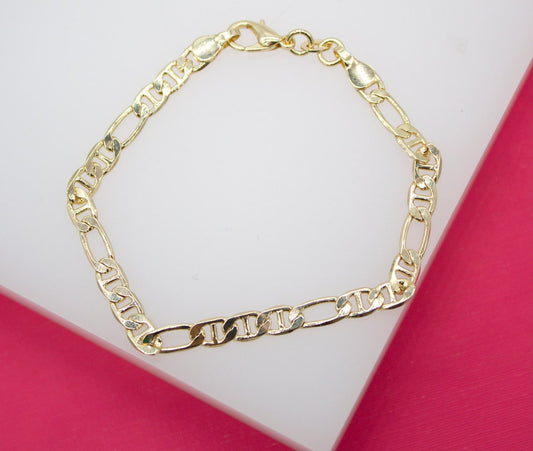 18K Gold Filled 4mm Figarucci Design Mariner Bracelet