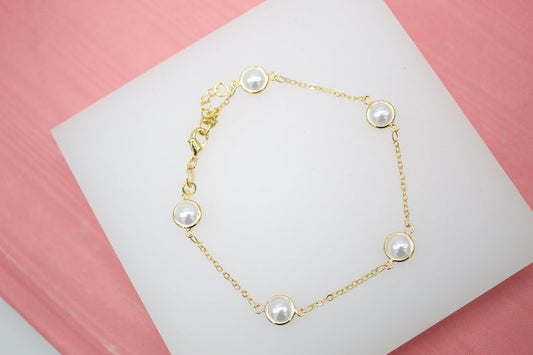 Linked Chain Pearl Bracelet