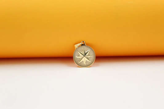 Compass Star Medallion Pendant For 18K Gold Filled