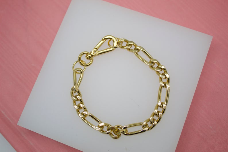 18K Gold Filled Figaro 7mm Link Chain Bracelet