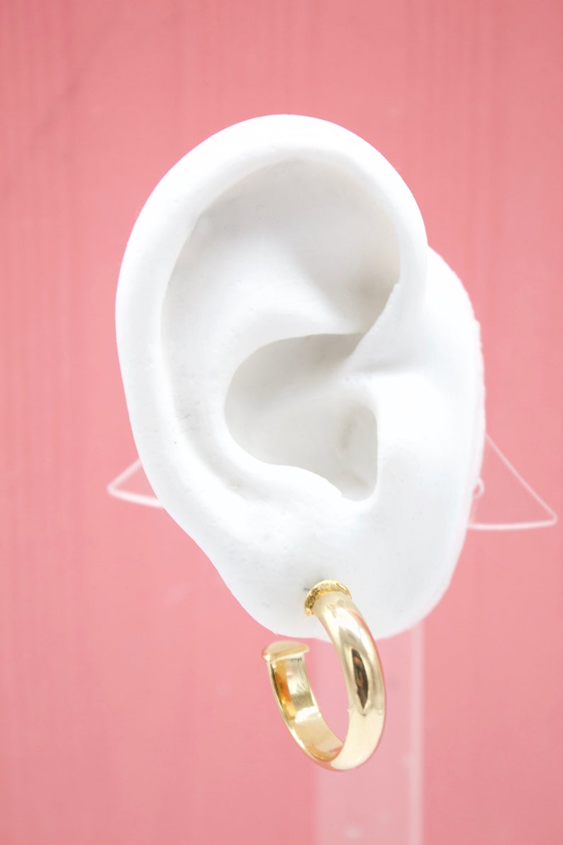 18K Gold Filled Half Open Hoops Stud Earrings