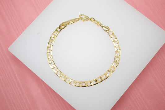 18K Gold Filled Cuban Link 4mm Chain Bracelet