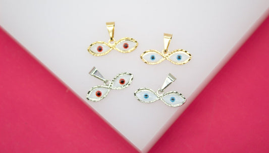 18K Gold Filled Small Evil Eyes Pendant Charms