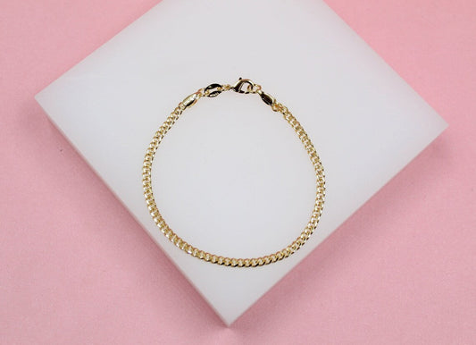 18K Gold Filled 3mm Diamond Cut Miami Cuban Bracelet