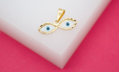 18K Gold Filled Small Evil Eyes Pendant Charms