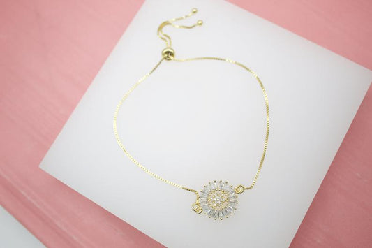 18K Gold Filled Star Adjustable Box Chain Bracelet With Micro CZ Stones