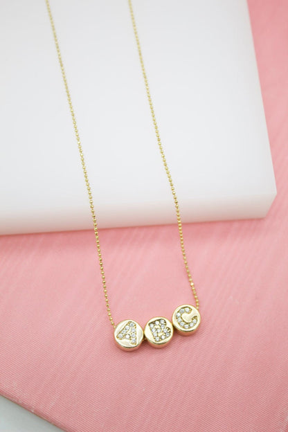 18K Gold Filled Initial Letter Name Pendants With CZ Stones