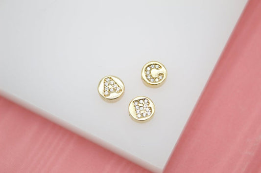 18K Gold Filled Initial Letter Name Pendants With CZ Stones