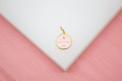 Enamel Star Arrow Triangle Coin With CZ Stone Charm