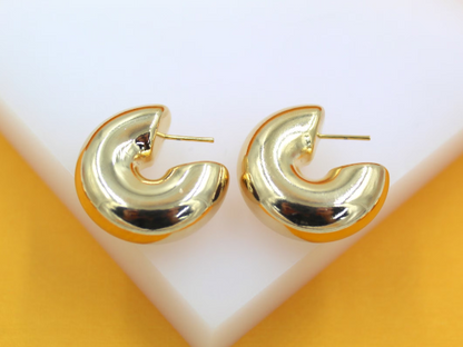 18K Gold Filled Thick Chunky Hoops