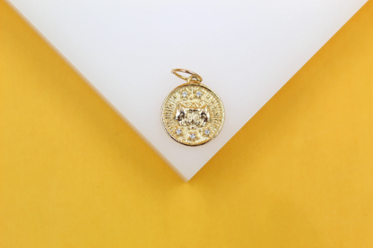 18K Gold Filled Coin Disc Medallion Zodiac Horoscope Charm Pendant