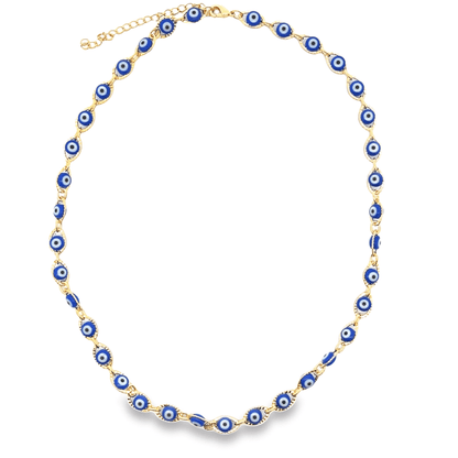 Textured Board Hollow Enamel Blue Evil Eye Protection Bracelet (H246)