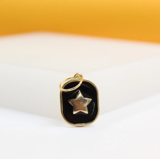 18K Gold Filled Enamel Pendant | Gold Star Charm Pendant
