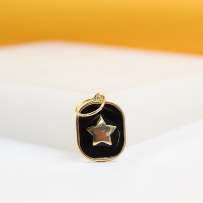 18K Gold Filled Enamel Pendant | Gold Star Charm Pendant