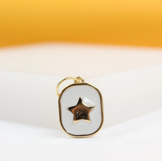 18K Gold Filled Enamel Pendant | Gold Star Charm Pendant