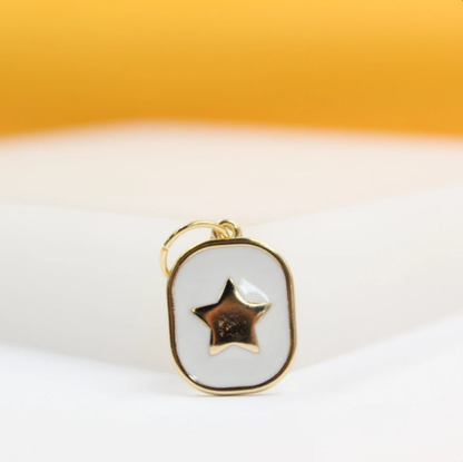 18K Gold Filled Enamel Pendant | Gold Star Charm Pendant