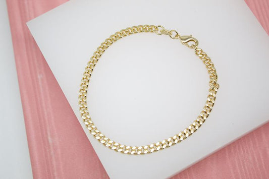 18K Gold Filled Cuban Link 4mm Chain Bracelet