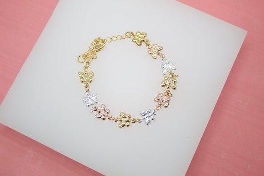 Multi-Toned Butterfly Dainty Charm Bracelet