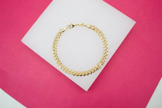 18K Gold Filled 5mm Thick Diamond Cut Cuban Bracelet